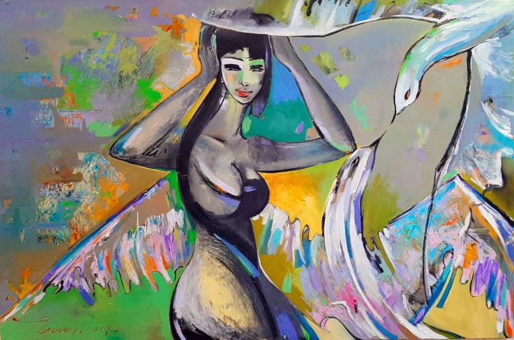 Schilderij getiteld "Freedom (80x120cm,…" door Narek Jaghacpanyan, Origineel Kunstwerk, Olie Gemonteerd op Frame voor houten…