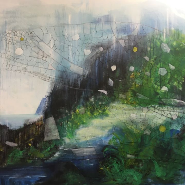 "A travers les ailes…" başlıklı Tablo Céline Vaye tarafından, Orijinal sanat, Petrol Ahşap Sedye çerçevesi üzerine monte edi…