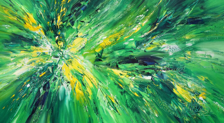 Painting titled "Green Adventure L 2" by Peter Nottrott, Original Artwork, Acrylic