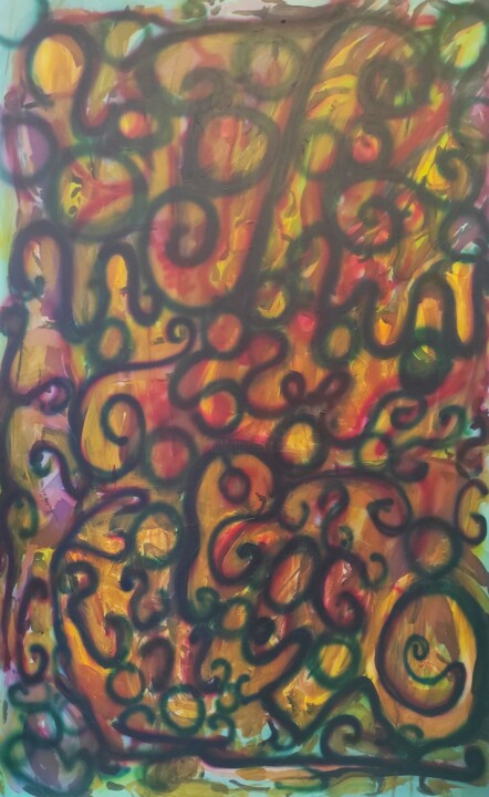 Painting titled "Vue à travers la cl…" by Mio, Original Artwork, Acrylic