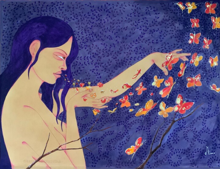 제목이 "With my breath I (C…"인 미술작품 Hiranya R로, 원작, 수채화