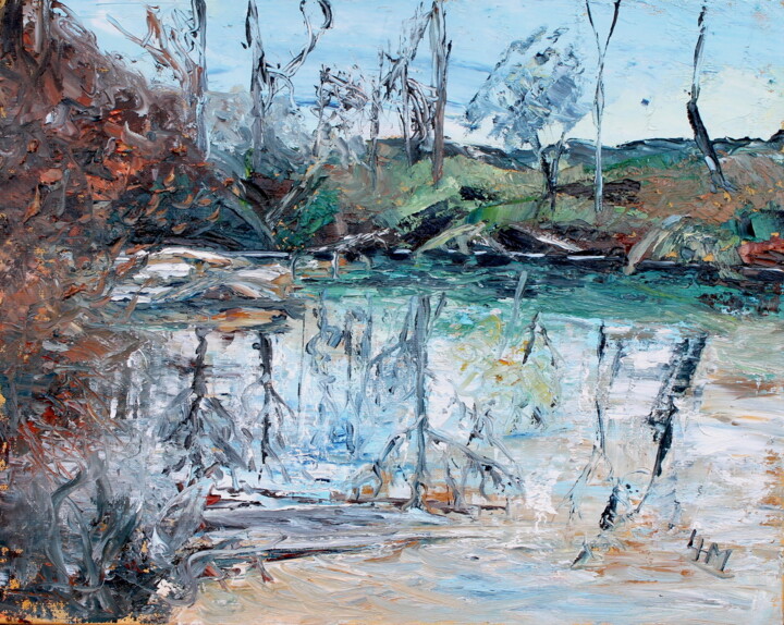 "Reisseau de Vallongue" Painting, 15.8x19.7 in