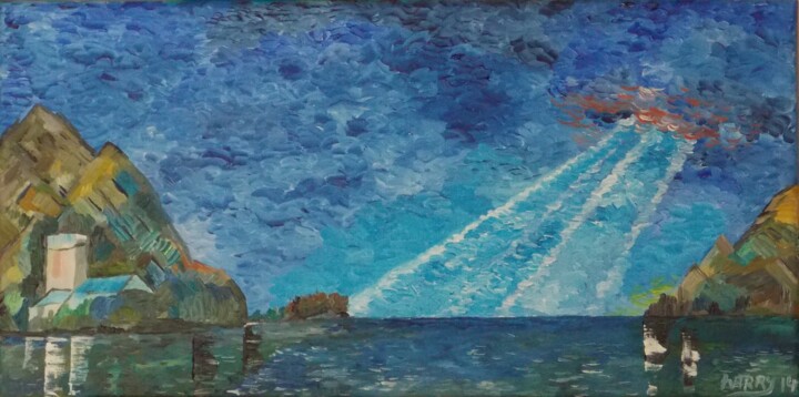 Bergsee 绘画, 7.9x15.8 in