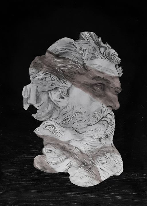 Drawing titled "Akrilik ve Karakalem" by Tolga Gün, Original Artwork, Charcoal