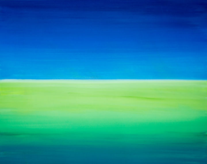Malerei mit dem Titel "Licht am Horizont *…" von Jutta Blühberger, Original-Kunstwerk, Gouache