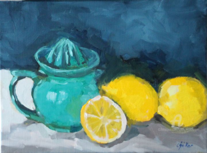 Peinture intitulée "Le Presse-citron Tu…" par Chéker, Œuvre d'art originale, Huile Monté sur Châssis en bois