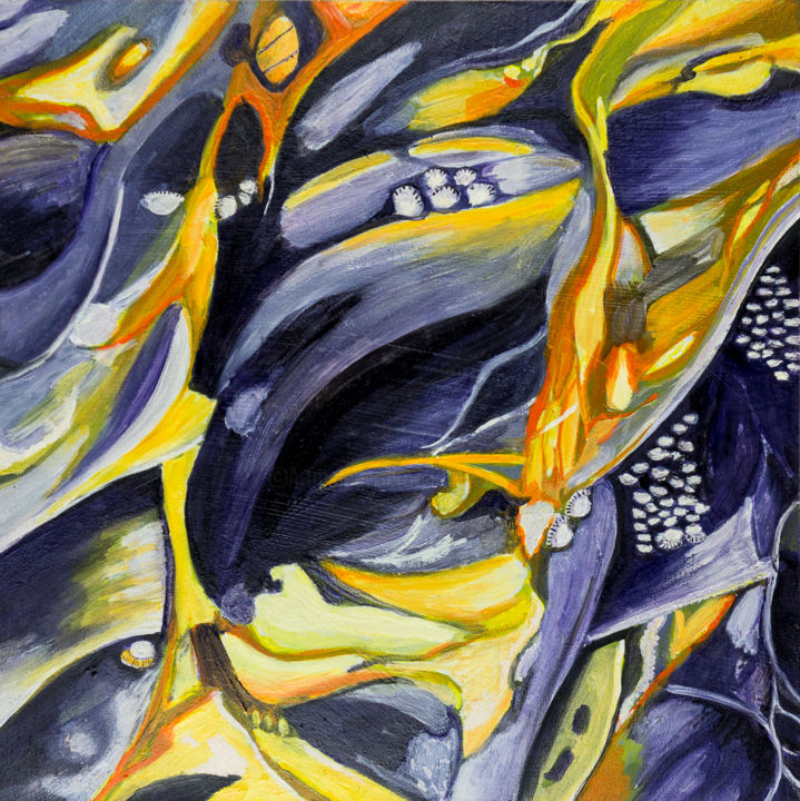 Malerei mit dem Titel "Muschelfelsen * She…" von Jutta Blühberger, Original-Kunstwerk, Öl