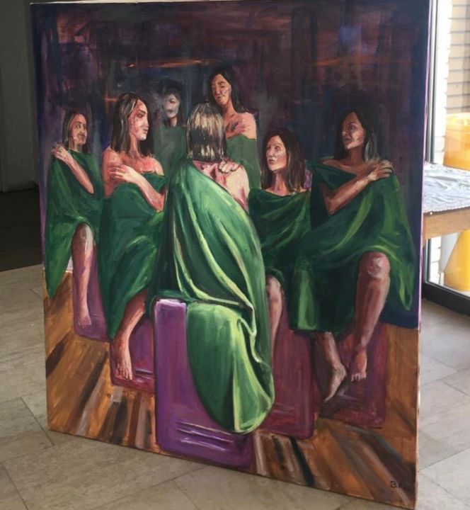 Painting titled "Discussion with mys…" by Blerina Kasa, Original Artwork, Oil