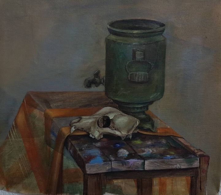 Painting titled "The dead nature" by Blerina Kasa, Original Artwork, Oil
