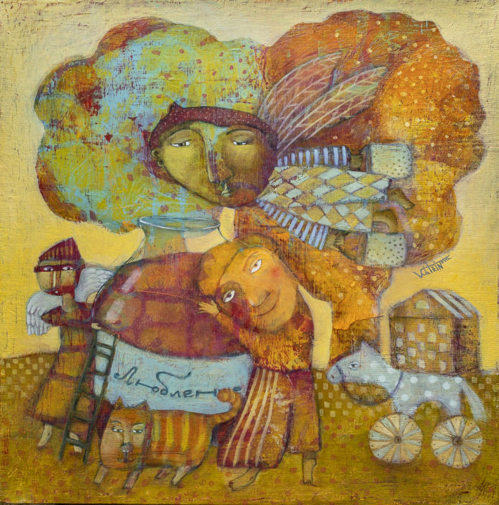 Pintura intitulada "Faithfulness of love" por Ekaterina Vitvinova, Obras de arte originais, Acrílico Montado em Armação em m…