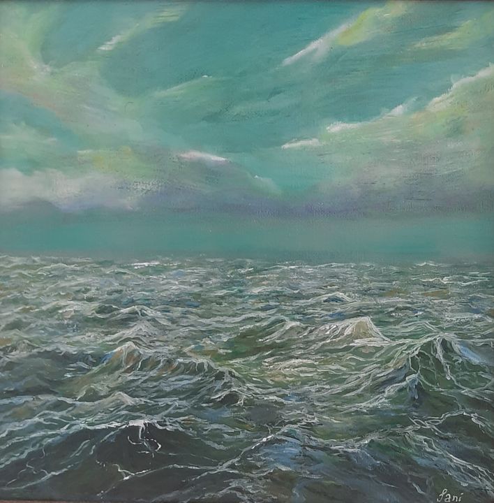 제목이 "Stormy ocean"인 미술작품 Jani Rossouw로, 원작, 기름