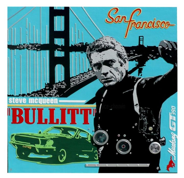 Peinture intitulée "McQUEEN IN BULLITT" par Jerome Chauvin (JICE), Œuvre d'art originale, Acrylique