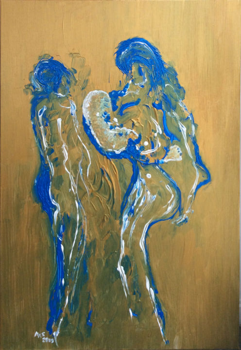 Peinture intitulée "Maternidade" par Manuel Araújo Silva, Œuvre d'art originale, Acrylique