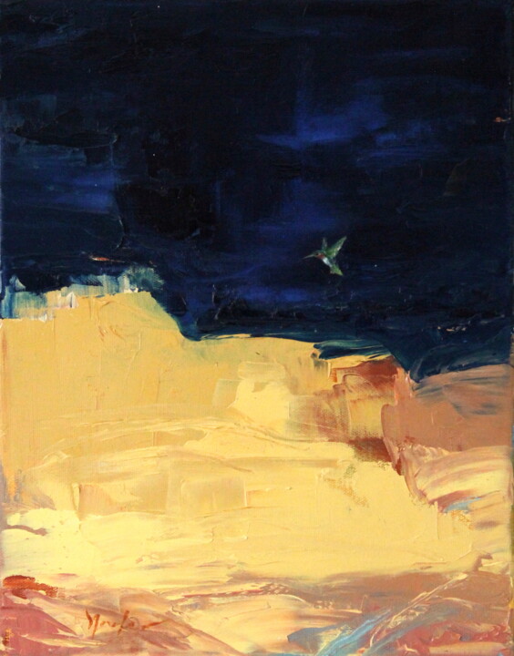 Night Flight of Hummingbird 绘画, 14x11 in