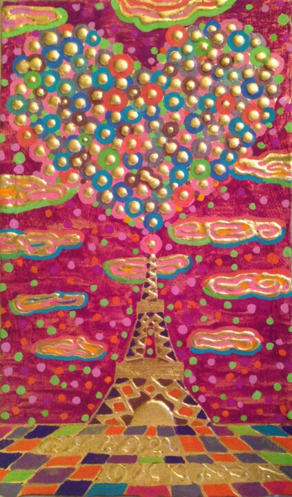 I LOVE PARIS 绘画, 10.8x6.3 in
