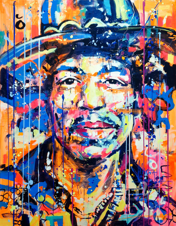 Jimi in my head 绘画, 57.5x44.9 in