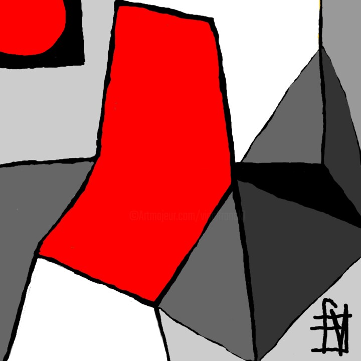la géométrie de l'ombre à la chaise rouge 数字艺术