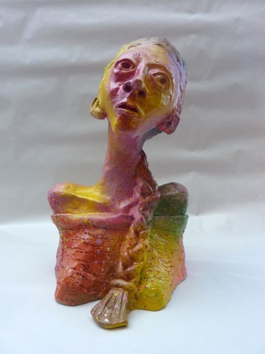 Sculpture intitulée "La compassion" par Saname, Œuvre d'art originale, Plâtre
