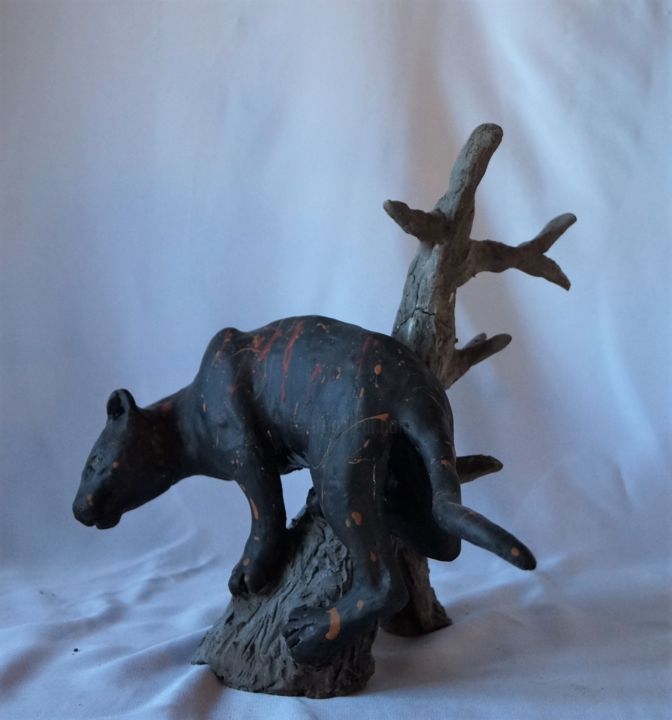 Léopard sur un arbre 雕塑, 9.1x11.8 in