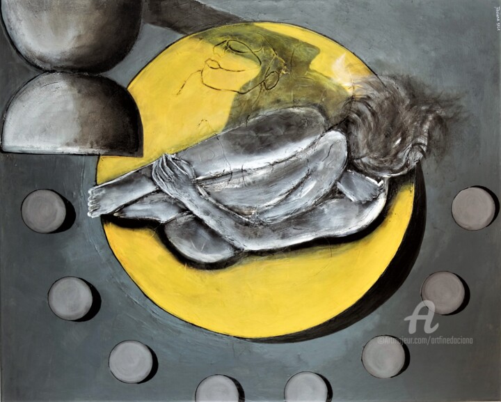 Malerei mit dem Titel "Existential crises" von Daciana, Original-Kunstwerk, Acryl Auf Keilrahmen aus Holz montiert