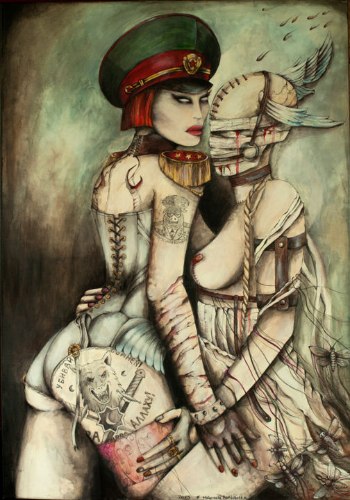 Malerei mit dem Titel "1940" von Małgorzata Bańkowska, Original-Kunstwerk, Acryl