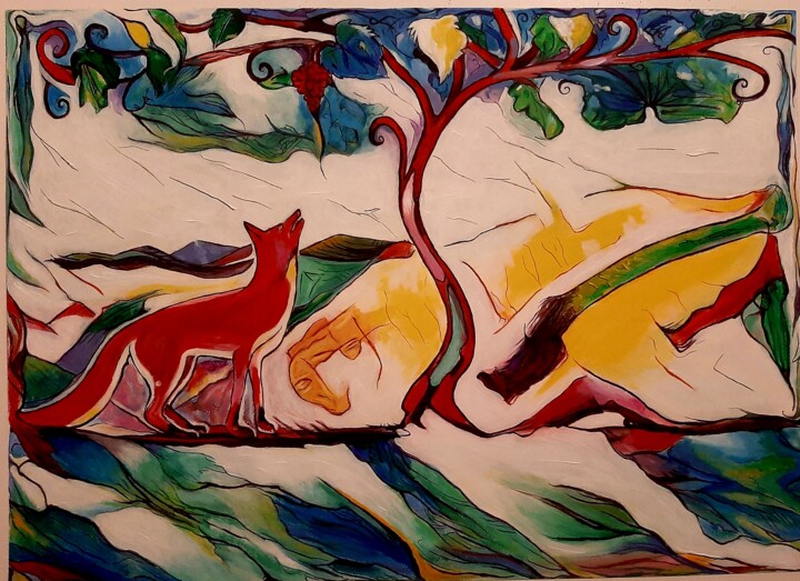 Fox and grap 绘画, 19.7x27.6 in
