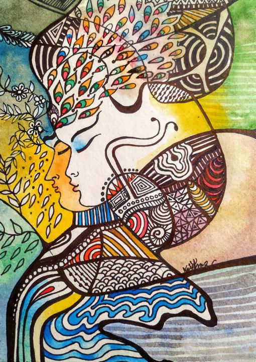 Drawing titled "Inner dreams" by Sanjay Punekar, Original Artwork, Ink
