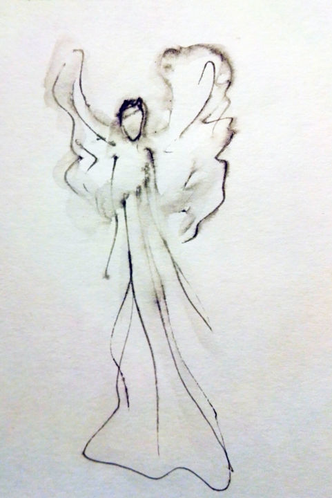 Angel #14 绘画, 4.7x2.8 in