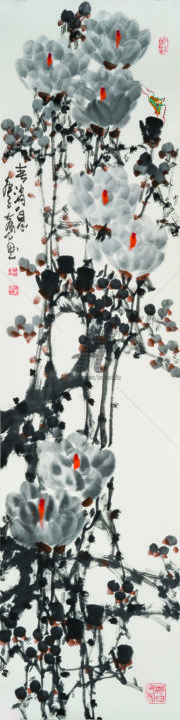 Painting titled "Spring message 春消息…" by Dayou Lu, Original Artwork, Pigments
