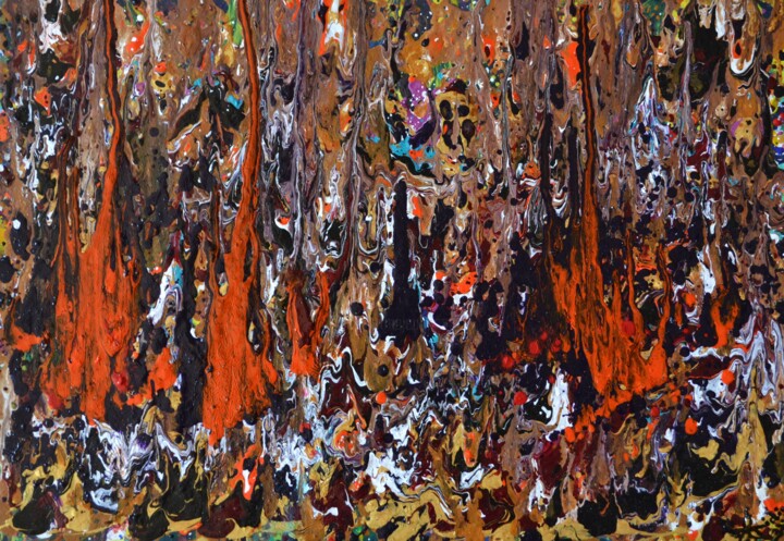 Painting titled "" Gaïadraal "" by Didier Aumignon (didAUM), Original Artwork, Oil Mounted on Wood Stretcher frame