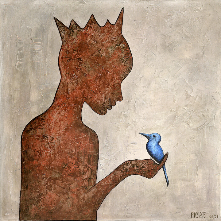 "L'Oiseau Bleu" 绘画, 31.5x31.5 in