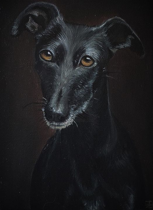 English Greyhound 绘画, 9.5x7.1 in