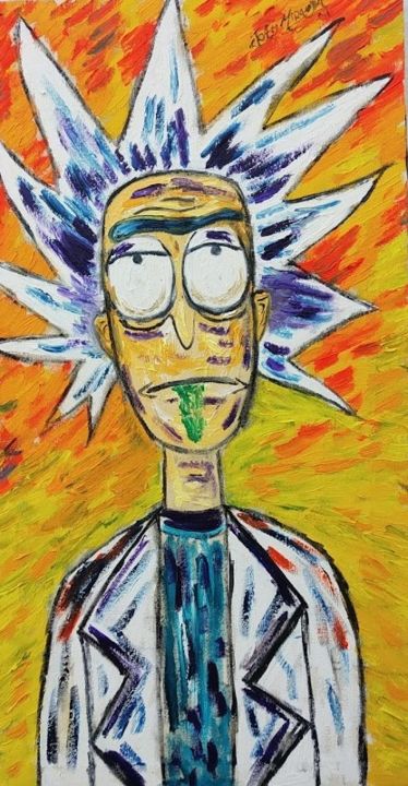 Rick and Morty - Rick Sanches 绘画, 27.6x19.3 in