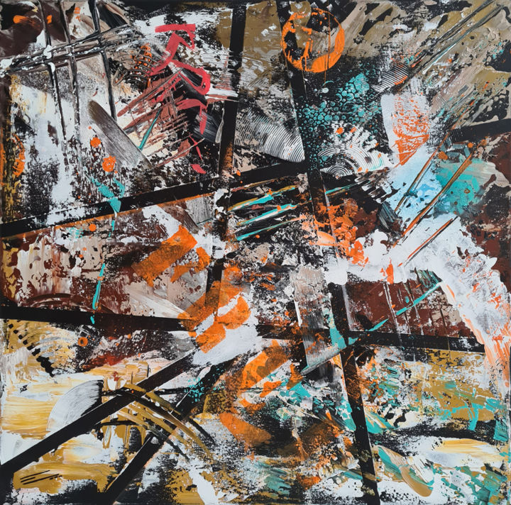 Peinture intitulée "Voyage en eau troub…" par Magelli, Œuvre d'art originale, Acrylique Monté sur Châssis en bois