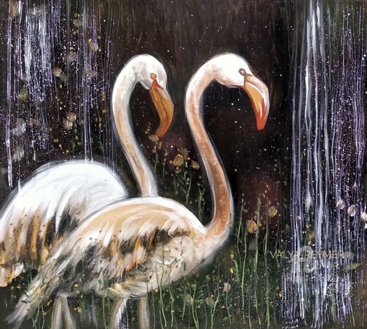 Two flamingos 绘画, 24x27 in