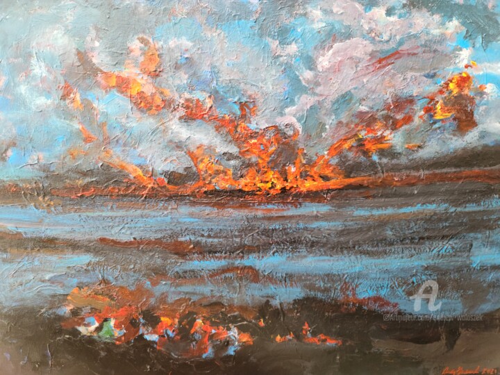 Painting titled "Kamokuna" by Andrew Walaszek, Original Artwork, Acrylic Mounted on Wood Stretcher frame
