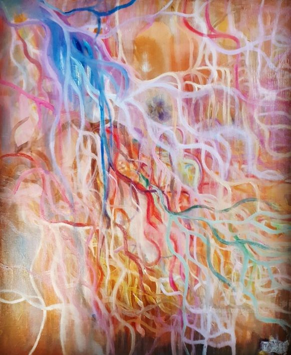 obseques de pékinois 绘画, 18.1x15 in
