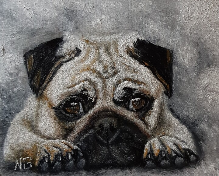 Мопс 绘画, 9.5x11.8 in