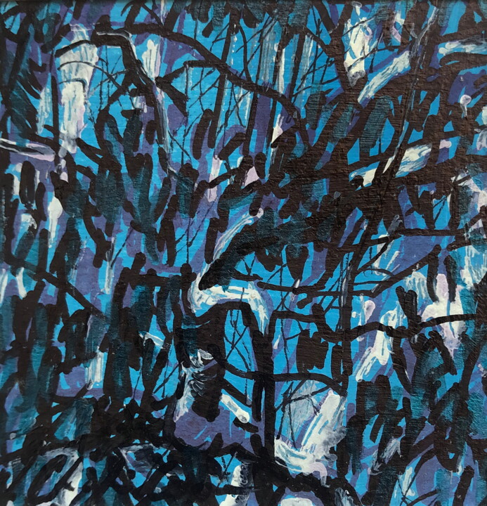 Peinture intitulée "Branches 1, 9x9cm" par Nathalia Chipilova, Œuvre d'art originale, Acrylique