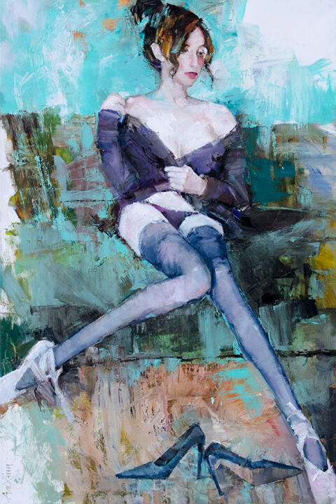Painting titled "The gift of Tiffany" by Gennadi Alekhnovich, Original Artwork, Oil