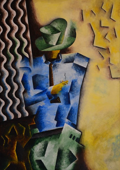 绘画 标题为“Man without a jacket” 由Pedro Noir, 原创艺术品, 油 安装在木质担架架上