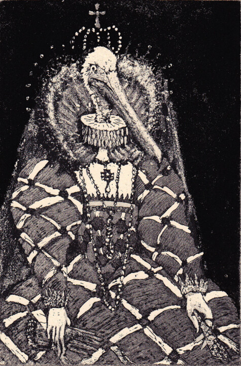 Pelican Portrait 印花与版画, 5.9x3.9 in