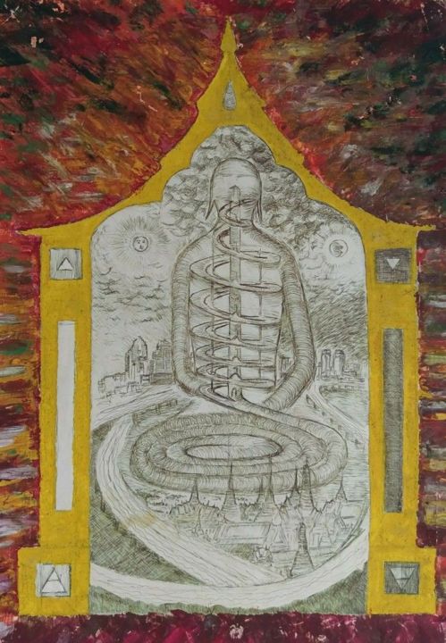 Malerei mit dem Titel "Nirvana" von Robert Aleksander Rożek, Original-Kunstwerk, Acryl