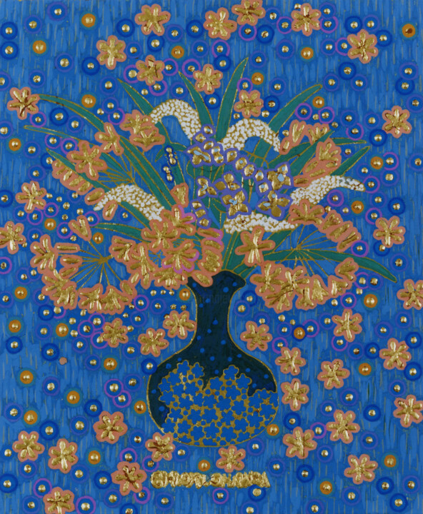 花吹雪 绘画, 16.1x12.5 in