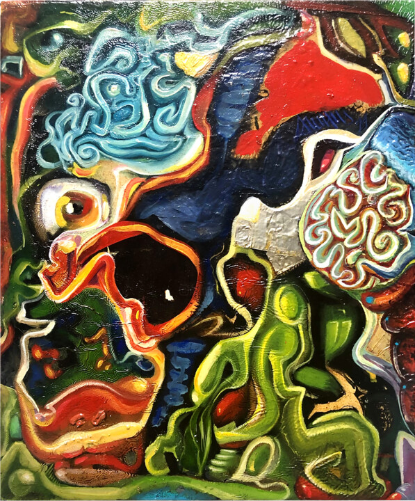 Peinture intitulée "" Dark Passenger "…" par Grégory Dreyfus, Œuvre d'art originale, Acrylique Monté sur Carton