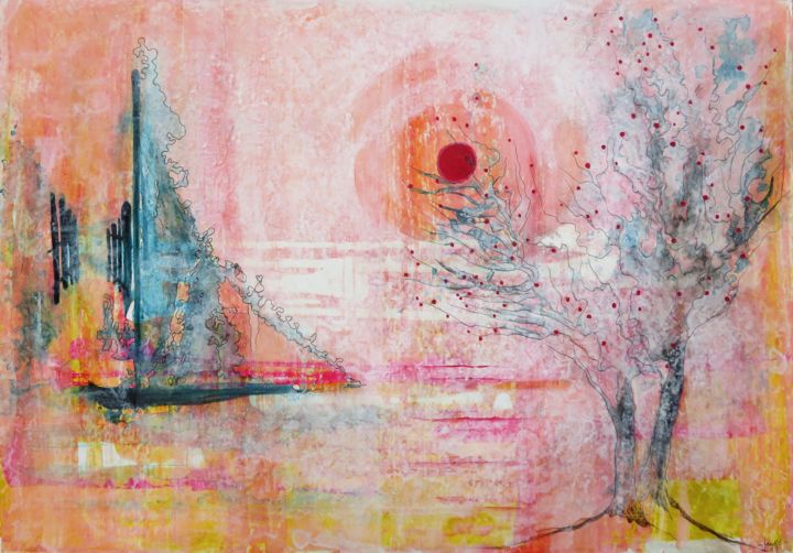 Indolences - encres acryliques - 29,7x42 cm Painting, 11.7x16.5 in