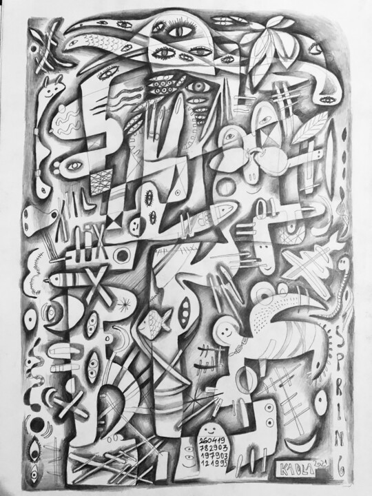 Spring actions rising 图画, 11.8x7.9 in