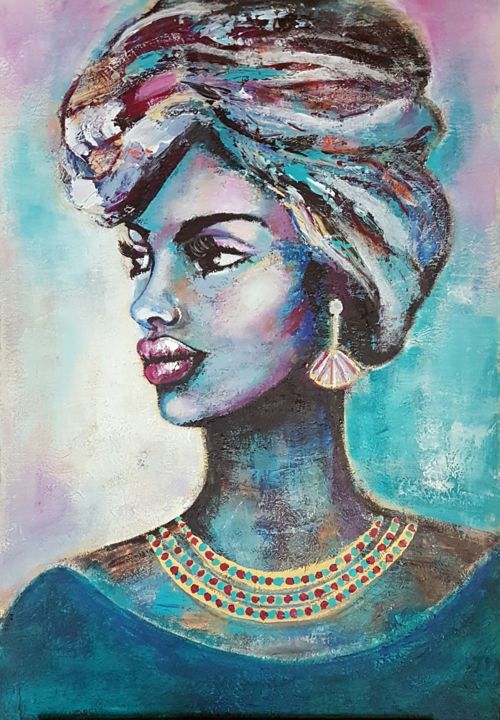 Afrikanische Frau 绘画, 39.4x27.6 in