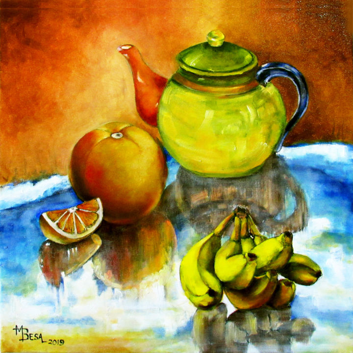 Schilderij getiteld "Still Life 001" door Miriam Besa, Origineel Kunstwerk, Olie