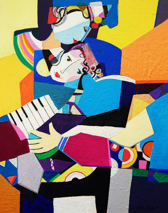 Emotion au piano Tablo, 21,7x18,1 in